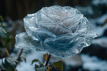 冰雕玫瑰冰花中的永恒美与宁静坚韧图片