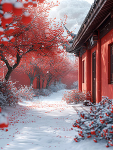 冬日宁静雪景中的宫殿图片