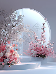 环形窗台上的花瓶背景