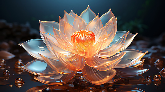 透明琥珀莲花的3渲染图片