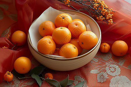 瓷质果盘里的橙子图片