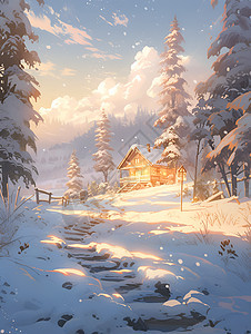 冬日里的小屋图片