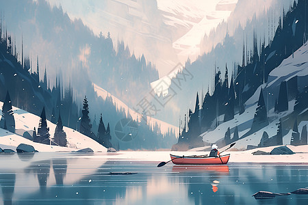 冬日的湖光山色图片