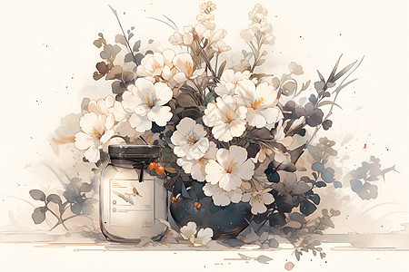白色的植物花束背景图片