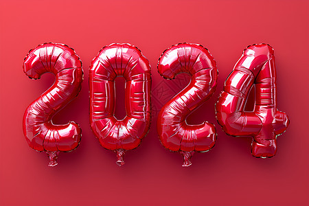 红色气球组成的数字2024图片