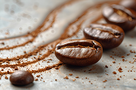 咖啡豆俯视咖啡豆的细节背景