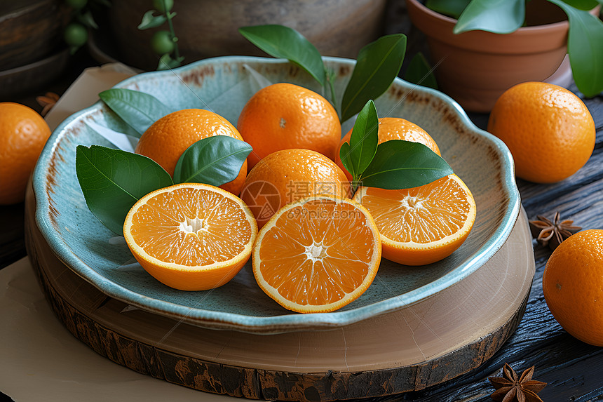 桌上的橘子图片
