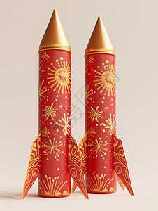 闪耀金纹的烟花火箭图片