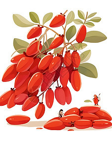 红色枸杞扁平插图图片