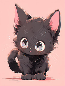 萌萌的黑色猫咪背景图片