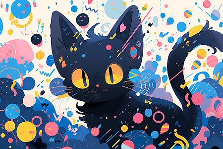 彩色猫咪的插画背景图片