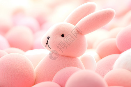 粉色的兔子玩具背景图片