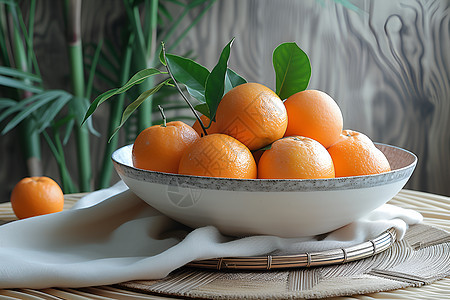 盘子中香醇的橘子图片