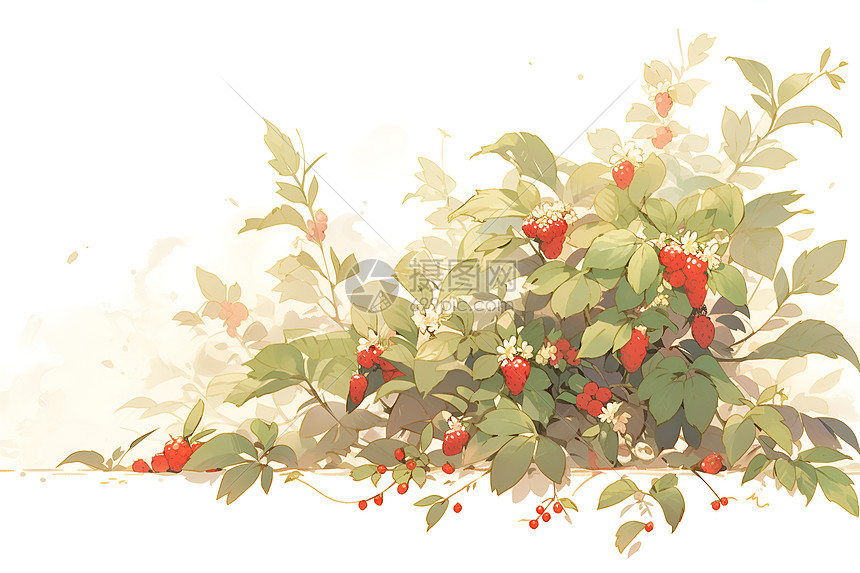 红浆果丛图片