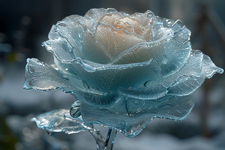 结冰的玫瑰图片