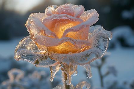 冬日中绽放的冰蔷薇图片
