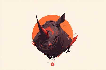 红颈犀牛图标设计背景图片
