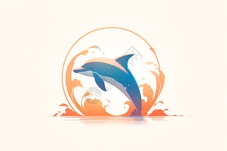 跳跃的海豚矢量图标设计背景图片