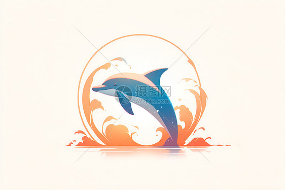 跳跃的海豚矢量图标设计图片