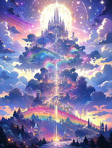 七彩梦幻城堡背景图片