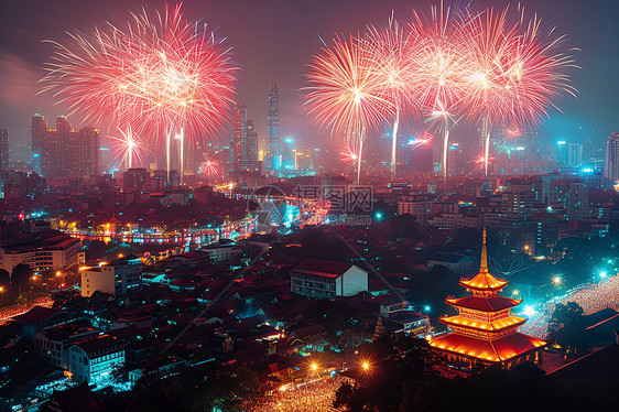 新年之夜璀璨烟火图片