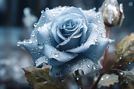 冰蓝色的玫瑰图片