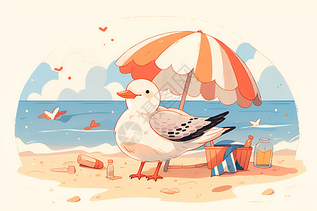 海鸥休憩沙滩背景图片