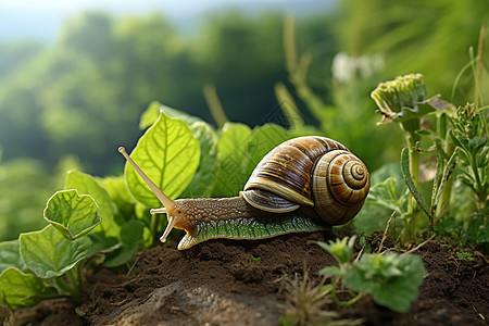 自然栖息地中的蜗牛图片