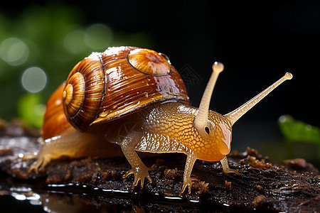 微观蜗牛爬行背景图片