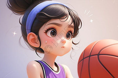 篮球少女的绘画作品图片