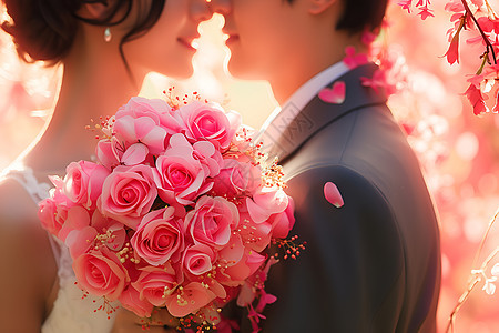 粉色幸福婚礼背景图片