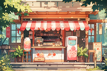 夏日的奶茶店图片