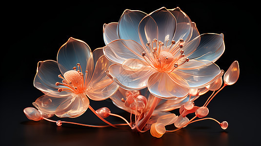 透明珊瑚莲花的立体渲染图片