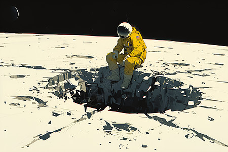 月球探险中的宇航员背景图片