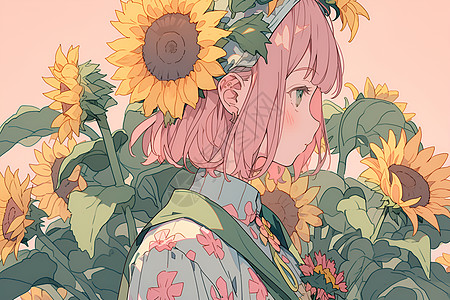 太阳花和仙女背景图片