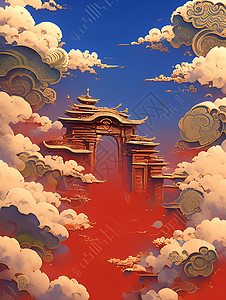 天空中的建筑背景图片