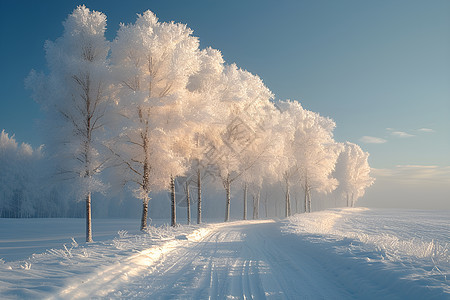 冬日仙境雪景背景图片