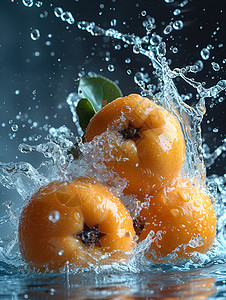 水花中的橙子图片