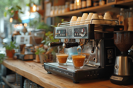 高端咖啡厅的咖啡机图片