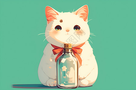 可爱的小白猫背景图片