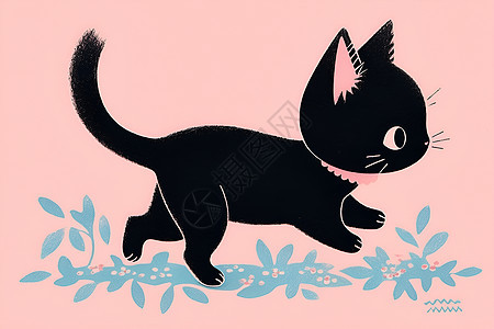 黑色小猫咪背景图片