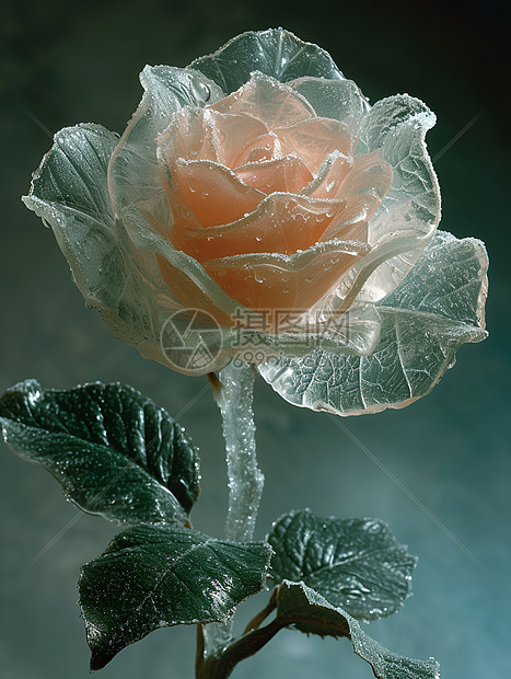 冬季的冰雕花朵图片