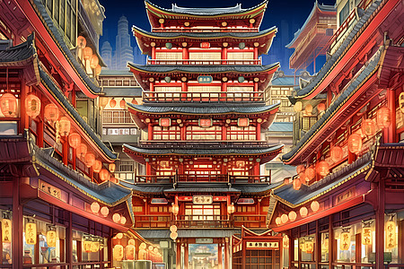 璀璨的中国建筑背景图片
