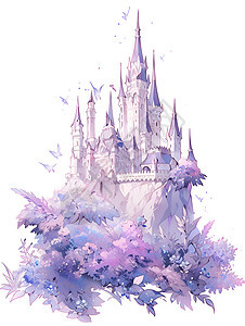 花朵映衬的城堡图片
