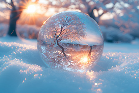 冰雪中的梦幻晶球图片