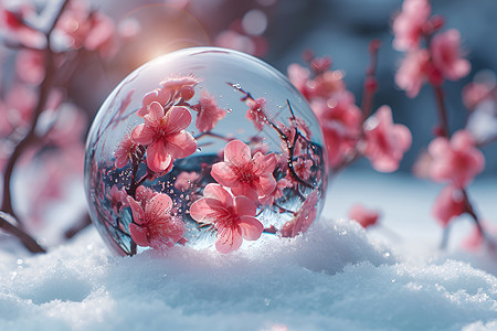 冬日梅花水晶球设计图片