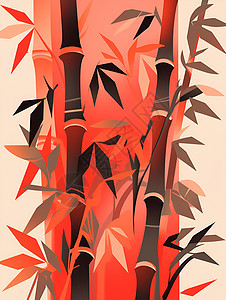 红叶竹林美景图片