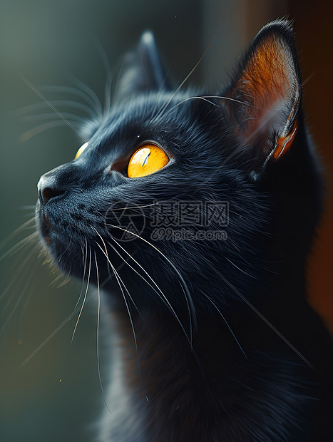背景中可爱的黑猫图片