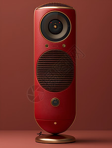 红色的金属扬声器图片