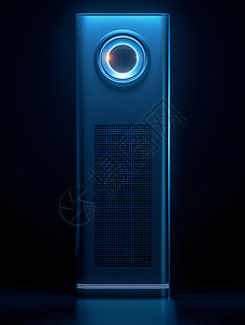蓝色的竖直电暖器高清图片